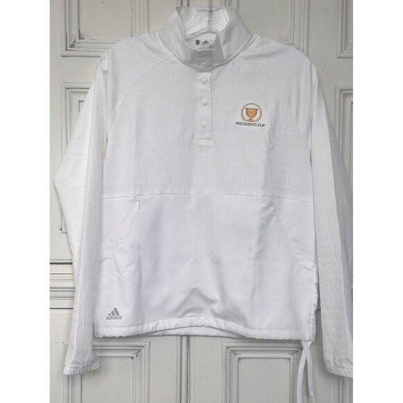 Adidas Women's Small Golf Pull Over Presidents Cup White Pockets - Picture 1 of 13